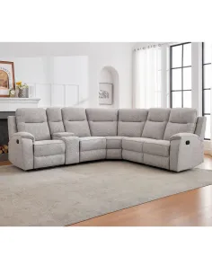Carlingford Corner Sofa with Console - Puente Light Grey