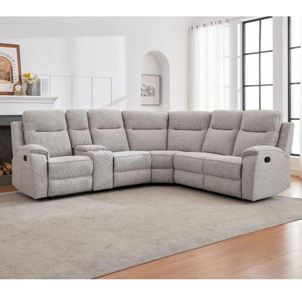 Grant Corner Sofa with Console - Puente Light Grey