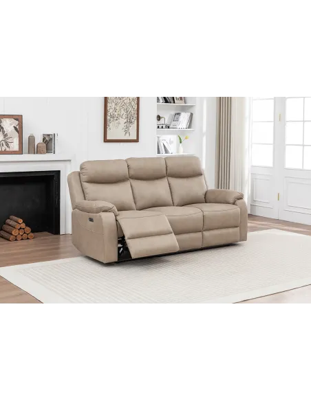 Corvan 3 Seater Manual Sofa - Stone