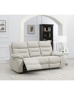 Peabody 3 Seater Power Recliner Sofa - Grey Leather