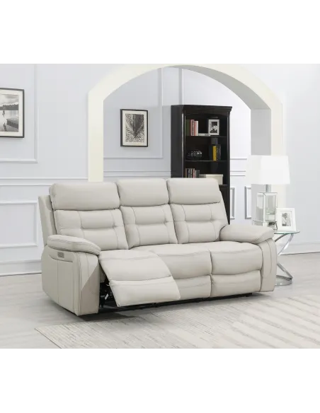 Peabody 3 Seater Power Recliner Sofa - Grey Leather
