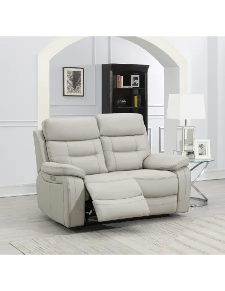 Peabody 2 Seater Power Recliner Sofa - Grey Leather