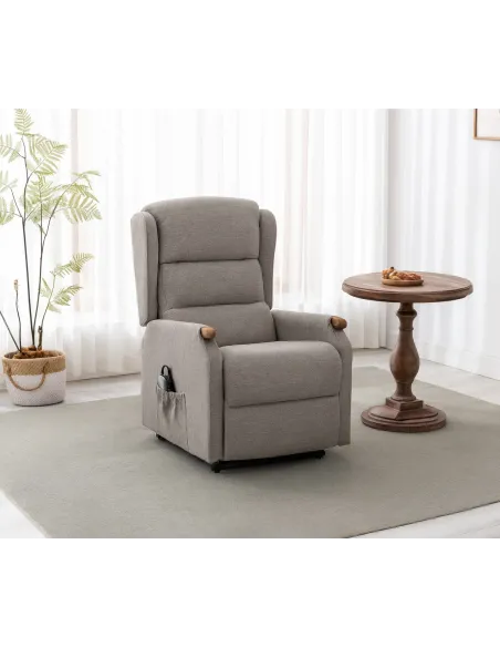 Merrin Lift and Rise Armchair with Limed Oak Handles  - Oatmeal