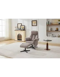 Sloane Swivel Leisure Chair with Footstool (Black base) - Oyster