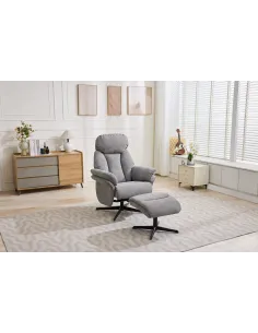 Sloane Swivel Leisure Chair with Footstool - Light Grey