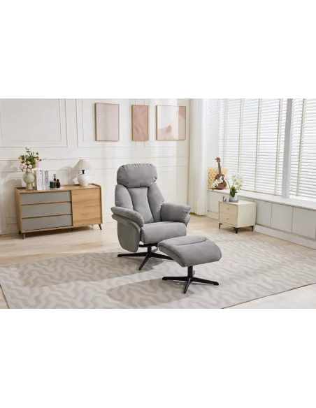 Sloane Swivel Leisure Chair with Footstool - Light Grey