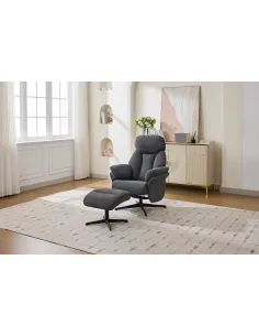 Sloane Swivel Leisure Chair with Footstool - Dark Grey