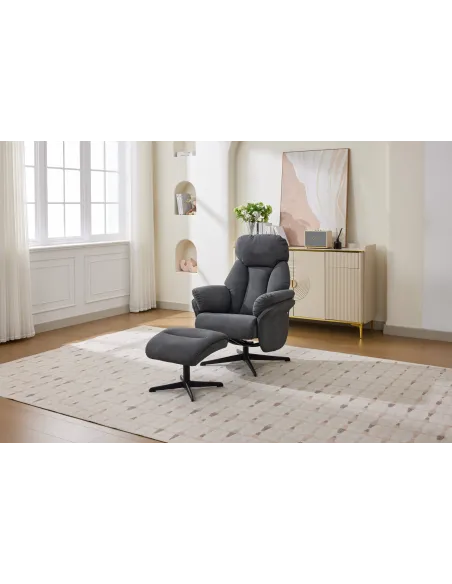 Sloane Swivel Leisure Chair with Footstool - Dark Grey