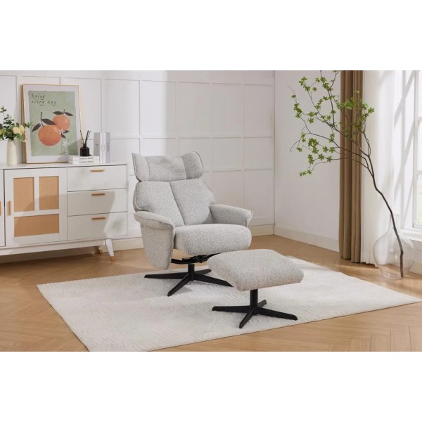Oldbury Swivel Leisure Chair with Footstool - Pearl Grey