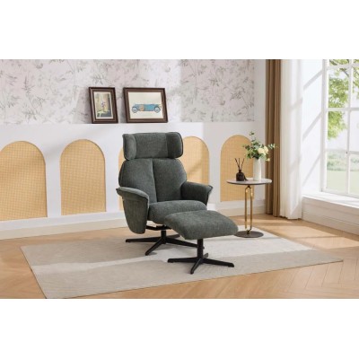 Oldbury Swivel Leisure Chair with Footstool - Winter Moss