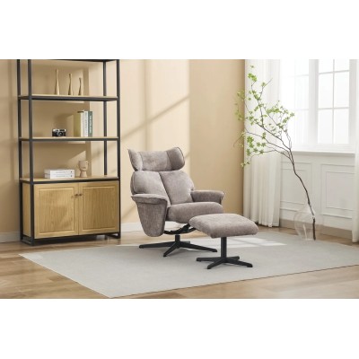 Oldbury Swivel Leisure Chair with Footstool - Stone