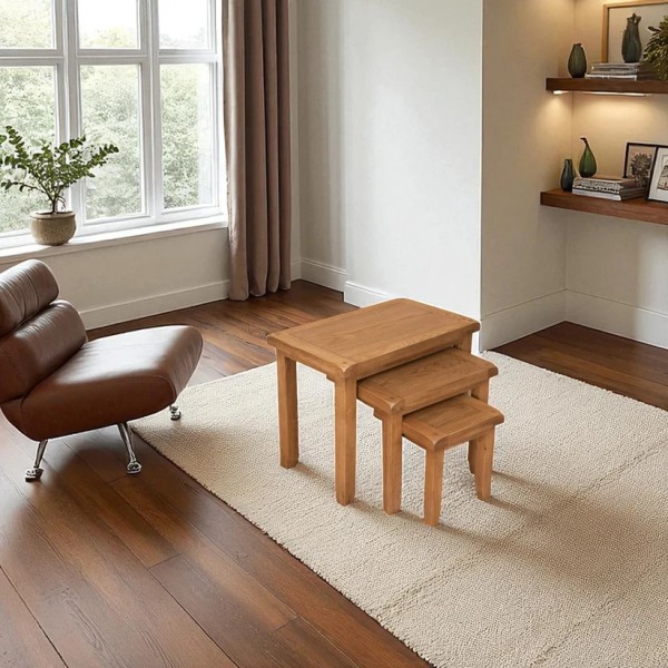 Melbourne Nest of 3 Tables - Country Oak