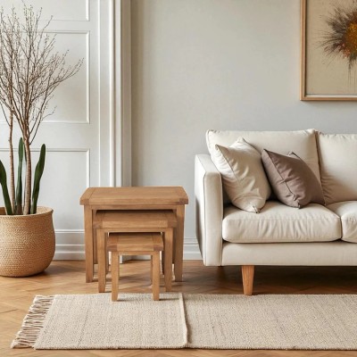 Melbourne Nest of 3 Tables - Country Oak