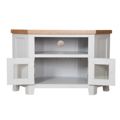 Melbourne Glazed Corner TV Unit - White