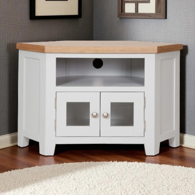 Melbourne Glazed Corner TV Unit - White