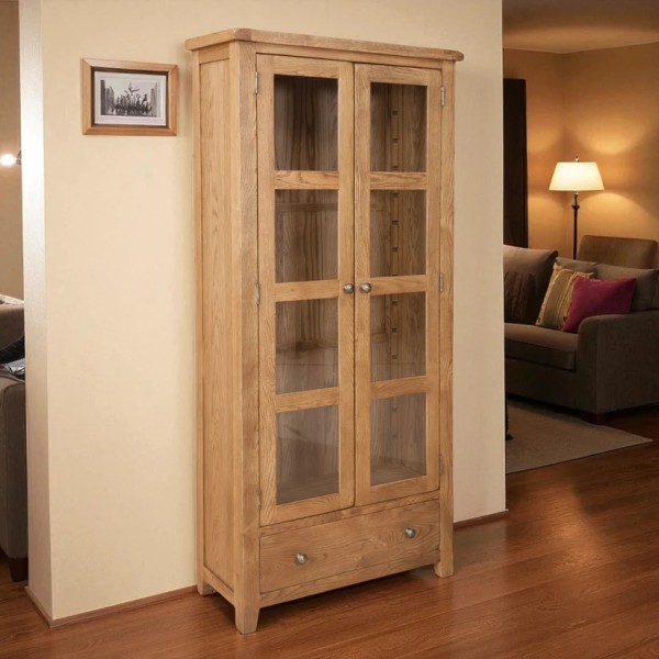 Melbourne Display Cabinet - Country Oak