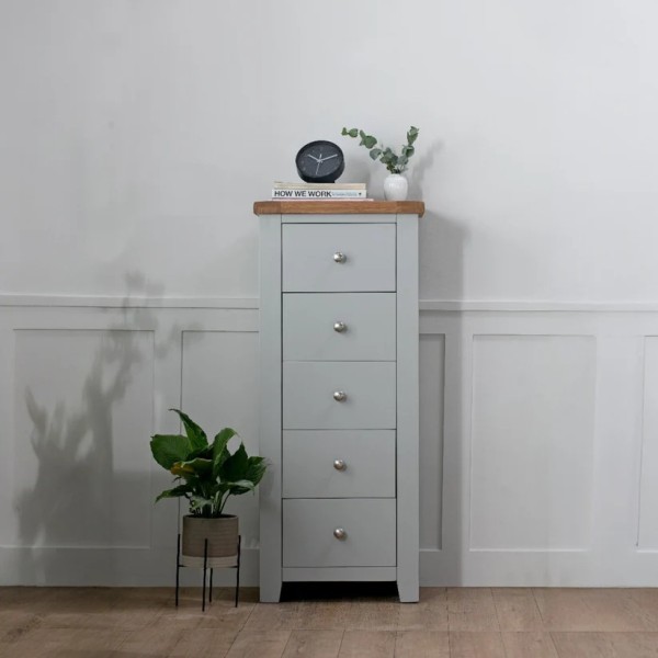 Melbourne 5 Drawer Tallboy - French Grey