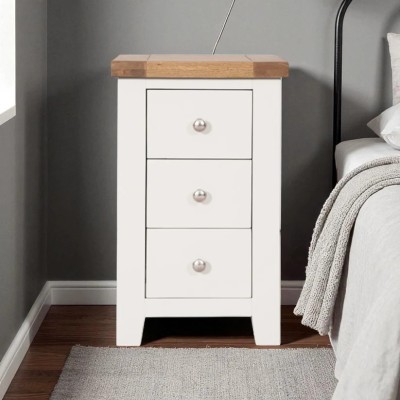 Melbourne 3 Drawer Bedside Table - White