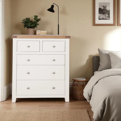 Melbourne 2 Over 3 Drawer Chest - White