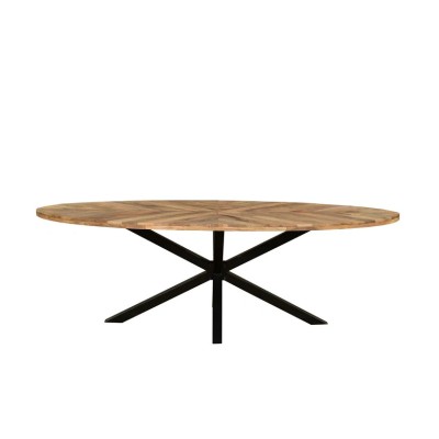 Arga Sunburst 2.4m Oval Dining Table - Light Mango Oak