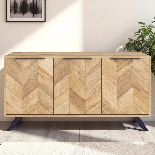 Arga 3 Door Sideboard - Light Mango Oak
