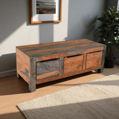 Cube Goa 3 Drawer Coffee Table - Dark Grey Stain and Rosewood Finish