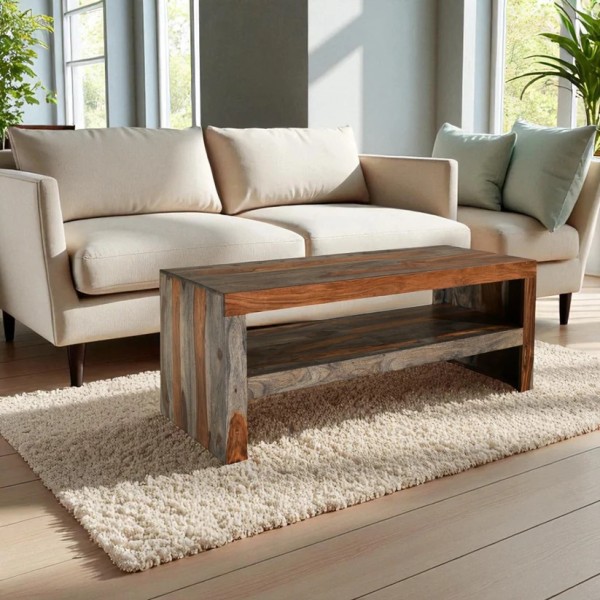 Cube Goa Coffee Table - Dark Grey Stain and Rosewood Finish
