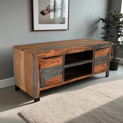 Cube Goa TV Unit - Dark Grey Stain and Rosewood Finish