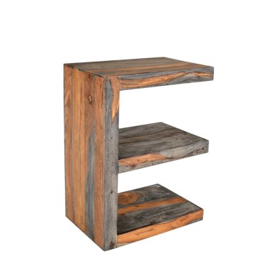 Cube Goa E Side Table - Dark Grey Stain and Rosewood Finish