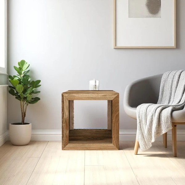 Cube Mango 1 Hole Shelving Unit - Natural Wood Finish