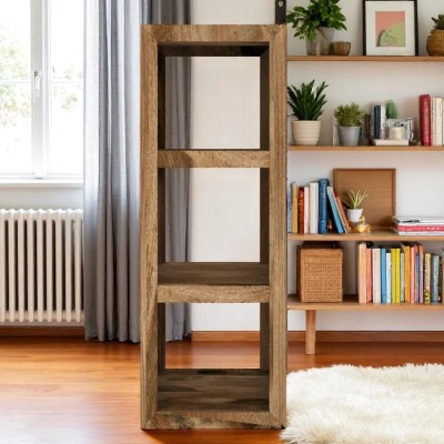 Cube Mango 3 Hole Shelving Unit - Natural Wood Finish