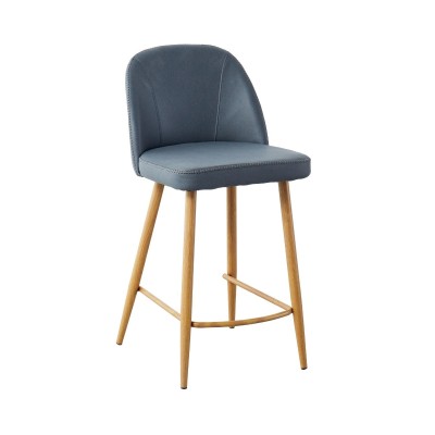 Maddox Bar Stool - Grey with Oak Legs