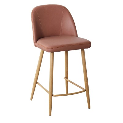 Maddox Bar Stool - Salmon with Oak Legs