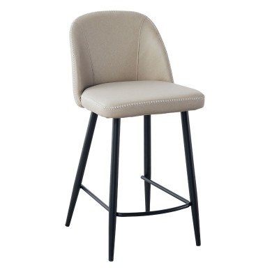 Maddox Bar Stool - Taupe with Black Legs