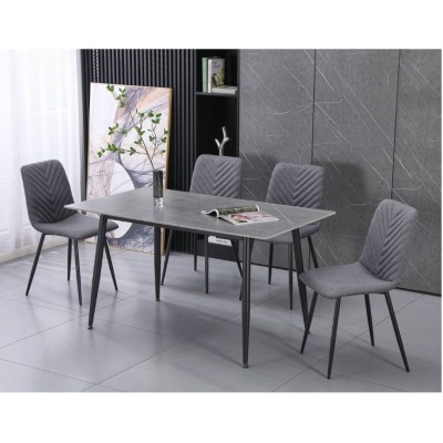 Serenity 1.4m Dining Table + 4 Grey Chairs