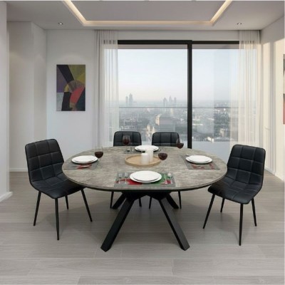 Isla Round Extension Dining Table - Grey
