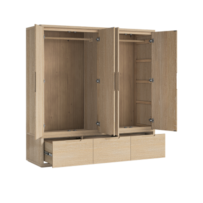 Portobello 4 Door Wardrobe - Light Oak