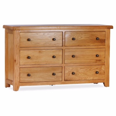 Oscar 6 Drawer Wide Chest - Solid Oak