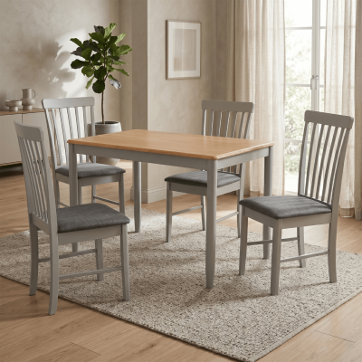 Altona 3.5m Dining Table Set - Solid Hardwood/Stone Grey
