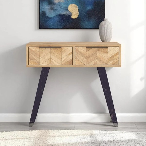Arga 2 Drawer Console Table - Light Mango Oak
