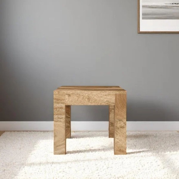 Cube Mango Lamp Table - Natural Wood Finish
