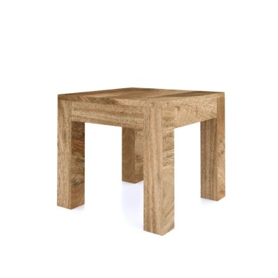 Cube Mango Lamp Table - Natural Wood Finish