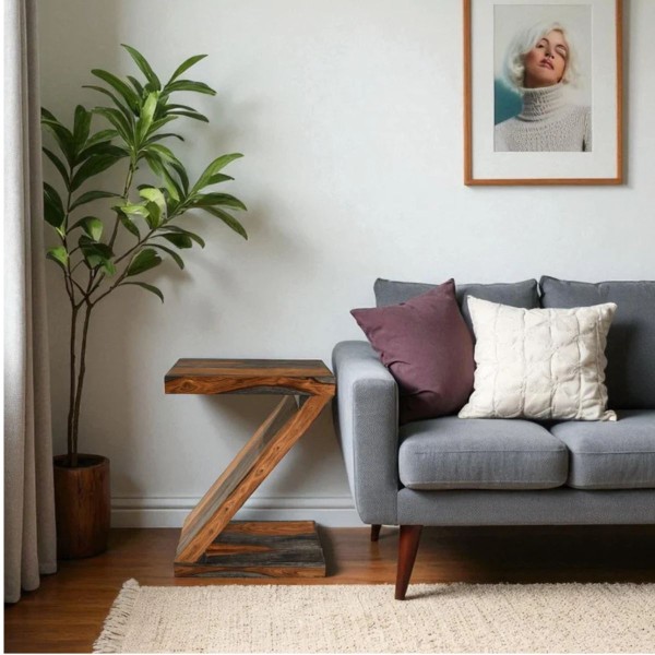 Cube Goa Z Side Table - Dark Grey Stain and Rosewood Finish