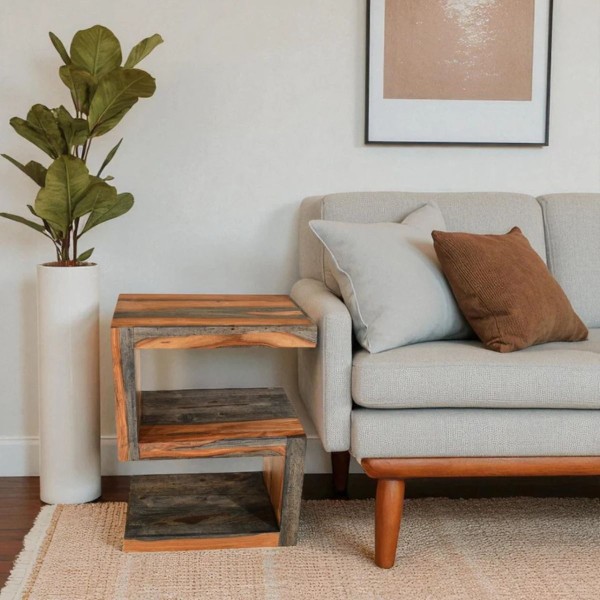 Cube Goa S Side Table - Dark Grey Stain and Rosewood Finish