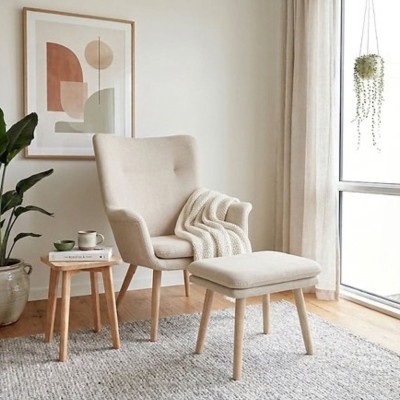 Carson Occasional Chair with Stool - Beige