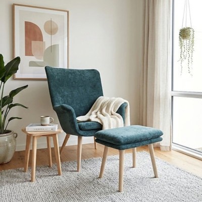 Carson Occasional Chair with Stool - Green