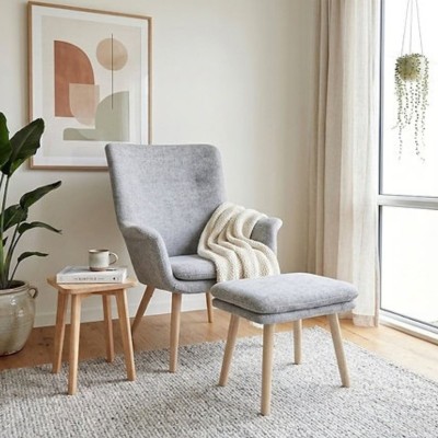 Carson Occasional Chair with Stool - Grey