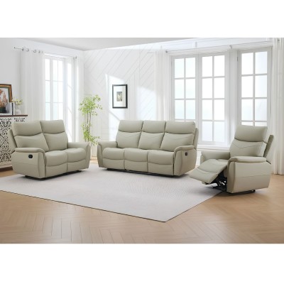 Darney Recliner Range - Beige Leathaire