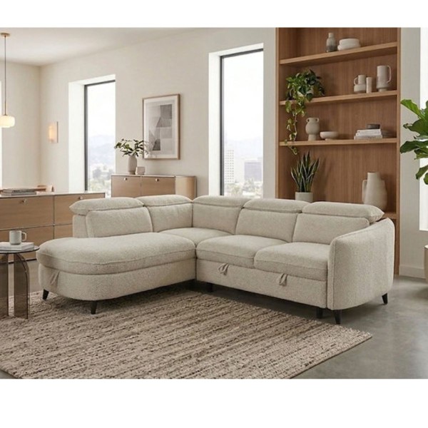 Quinton LHF Corner Sofabed - Beige