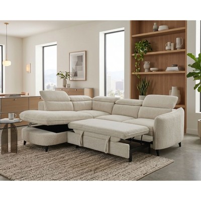 Quinton LHF Corner Sofabed - Beige